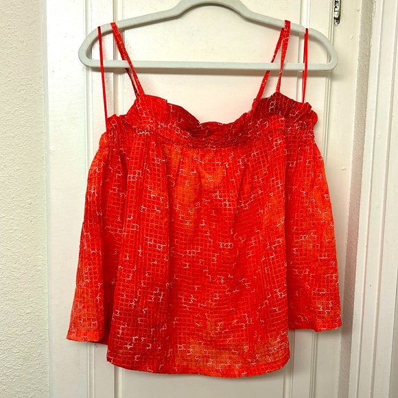 Maeve Tops - Maeve Blouse Tank Red White Pink Boho Spaghetti Strap Ruffle